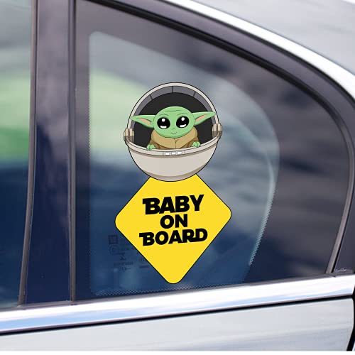 Image of Super Cute Baby Yoda on Board - Clear Visible Baby on Board Sign (Parent) (Two Pack)