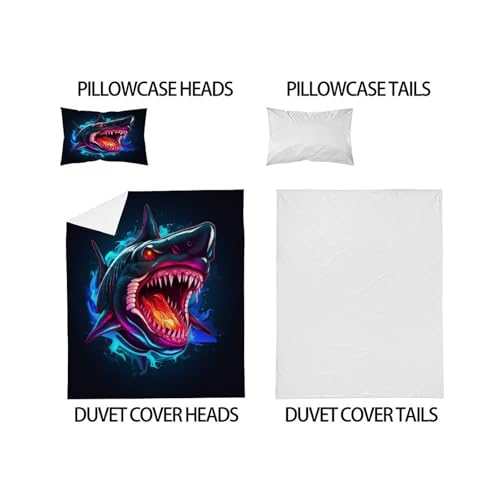 Housse de couette requin imprimé animal parure de lit 135x200 - 5