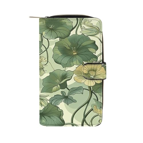 Womens Wallets Leather Ladies Wallet Large Olive Green Style Printed Long Travel Clutch Wallet for Women