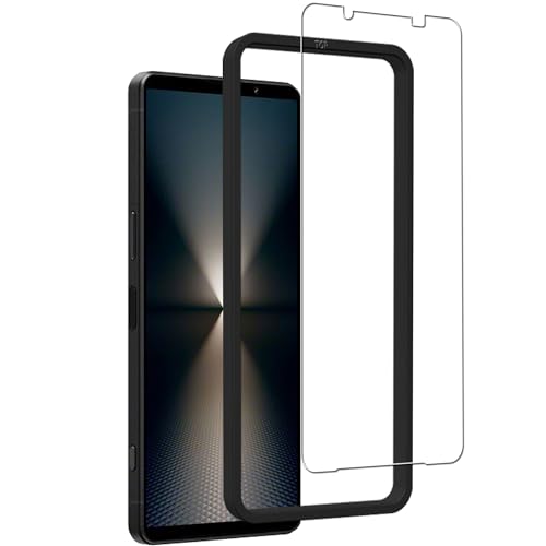 【2枚セット+ガイド枠付き】KPNS 日本素材製 対応 Xperia 1 VI 第6世代 SO-51E SOG13 XQ-EC44 / Xperia 1 VII SO-51F / XQ-FS44 用の ガラスフィルム 強化ガラス 保護フィルム