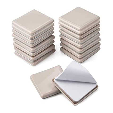 TopAufell 18 PCS Furniture Sliders and Gliders 2.17 Inch for Carpet Moving Furniture 55 mm Square Self-Adhesive Furniture Gliders Furniture Mover Pads (50x50mm) Cover