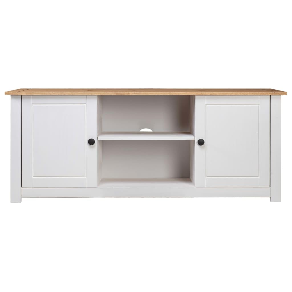 vidaXL Mobile Porta TV Panama Range Rustico con Ante e Ripiani Aperti Consolle Multimediale Soggiorno Armadietto Basso Bianco Pino Massello