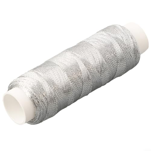 Hilo para coser plateado brillante 200 m poliéster miniatura 1