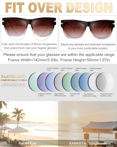 Image of KANASTAL Over Glasses Sunglasses Square Fit Over Polarized Sunglasses UV400