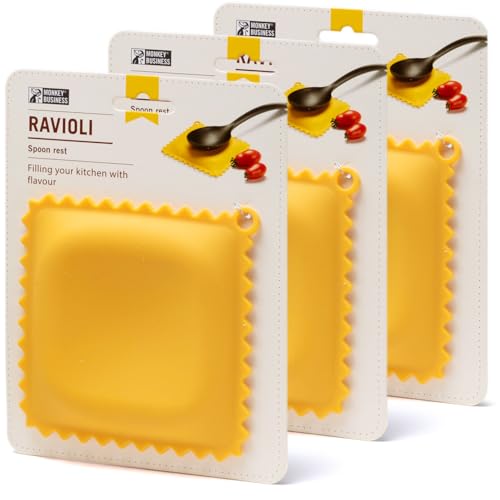 Monkey Business Poggiamestolo a forma di ravioli, confezione da 3, poggia cucchiaio per bancone della cucina, gadget da cucina, graziosi accessori da cucina, da una collezione di diversi gadget da