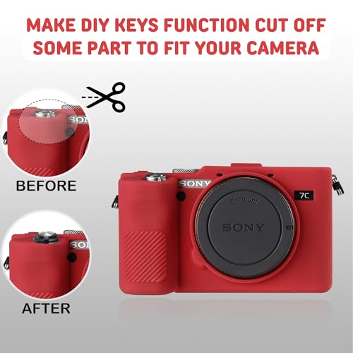 Funda protectora para cámara Sony A7C en silicona roja miniatura 7