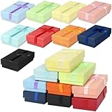 PRALB 18PCS Assorted Jewelry Gifts Boxes, Cardboard Ring Boxes with Padding Gifts Paper Boxes Jewelry Storage Cube Satin Ribbons Bowknot (9 Colors, 3.15