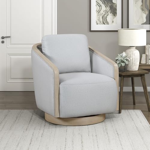 Sillón giratorio moderno gris tapizado texturado miniatura 1