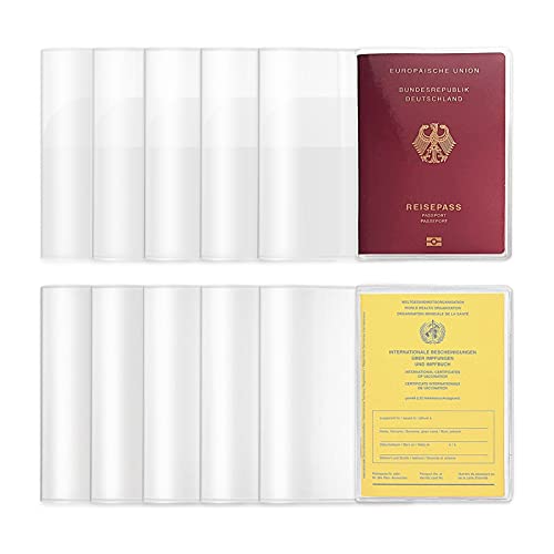 DORART 10 pcs Funda Pasaporte Viaje(95x135mm), Funda para Pasaporte Delgada Protector de Pasaporte Resistente al Agrietamiento, Fundas...