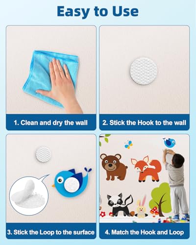 Image of Nylon Hook and Loop Dots - 900 Pcs (450 Pairs), 0.39 inch Diameter, Strong Adhesive, for School, Classroom, Home, Office (White)
