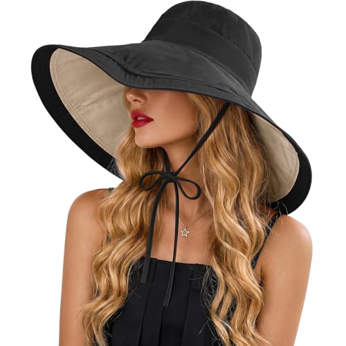 Sombrero de verano reversible para mujer con ala ancha miniatura 1
