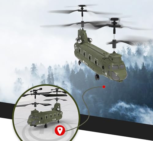 EFASO RC Helikopter Syma S026H Chinook - Ferngesteuerter Hubschrauber mit LED Beleuchtung/Gyroskop - RC Hubschrauber Indoor 3-Kanal Milit&auml;r Mini Helikopter