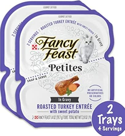 Miniatura 6 de Fancy Feast Petites in Salsa - Alimento húmedo para gatos, paquete de 5 sabores, 10 bandejas individuales, 20 porcionescarne de res, pollo, pescado