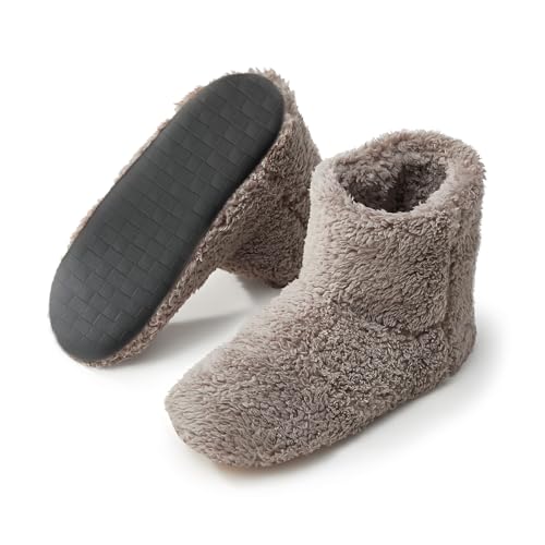 ふわもこ ルームブーツ 冬用 室内履き 防滑 洗濯機OK あったか 男女兼用 軽量 静音 6色展開 (グレージュ, 日本の靴のサイズ寸法, 大人, 数値, 29.0 cm)
