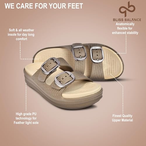 Image of BLISS BALANCE SUPER SOFT Comfortable with Adjustable Strap Flip-Flops Women's & Girl's Cushioned |Waterproof Anti Skid & Lightweight OUT Door & IN Door Slipper INDIGO11