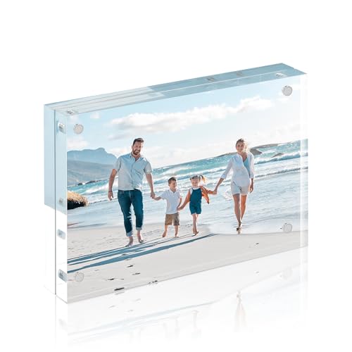 HOUSE DAY Bilderrahmen 13 x18 cm, Acryl A6 Bilderrahmen Ohne Rahmen,5 x 7 Inch, Magnet Klarer...