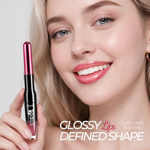 Image of LANGMANNI 2-in-1 Lip Liner & Gloss Duo,Shade 10 Coral Rose Pink