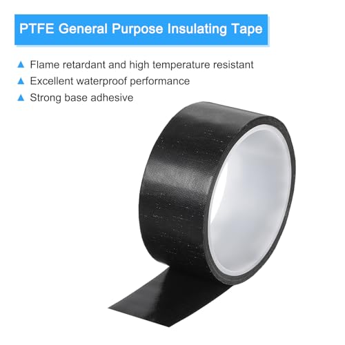 Image of MECCANIXITY High Temperature Tape 40mm PTFE Coated Fabric Tape Heat Resistant Tape for Vacuum Sealers Adhesive Tape 10m /33ft Black 0.18mm Thickness