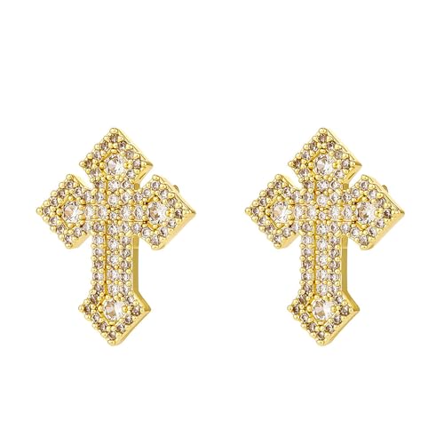 Boucles d'oreilles clous croix miniatures en cuivre léger pour femme