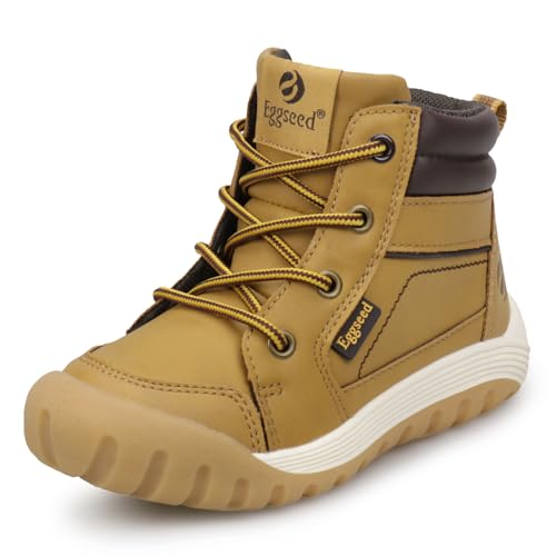 Eggseed Botines deportivos para niños, antideslizantes, con protección de dedos, color marrón, tallas 8.5 de Reino Unido a 11 de Reino Unido para niños pequeños, Wheat, 30 EU