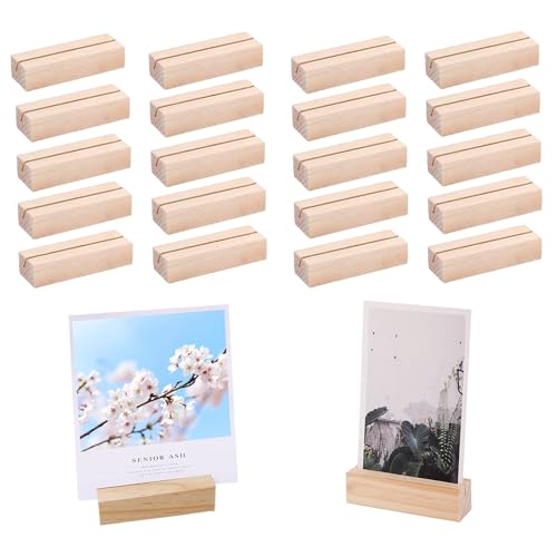 mengger 20 pcs Tocón Madera Soportes Foto Pinzas Clips Sostenedor Nota Nombre Número Mensaje Decoración Boda soporte portatarjetas para fotos tarjetas de mesa Portanotas