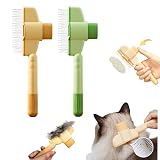 2 cepillos para gatos, cepillo con botón de liberación para gatos de pelo largo y gatos de pelo corto, peine autolimpiante para pulgas, peine para gatos masajeador para desenredar, eliminar el pelo