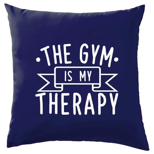 Dressdown The Gym Is My Therapy - Cushion/Pillow (with Insert) - 41 x 41cm (16) - Navy - One Size