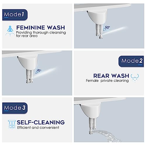 Bidet Attachment for Toilet UK, Non-Electric Ultra Slim Bidet Hot & Cold water bidet with Self-Cleaning Dual Nozzle Front & Rear Wash Bidet Toilet Attachment, Adjustable Water Pressure