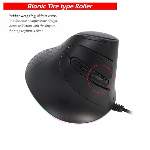 Image of YOCUNKER USB Wired Vertical Mouse 11 RGB Backlight 7200 DPI Adjustable Ergonomic Optical Mouse 6 Buttons, Reduce Wrist Strain, Compatible with MacBook /PC /Laptop /Desktop /Windows /Mac OS (Black)