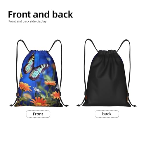 Drawstring Bag Lightweight Small Gym Bag for Women Butterfly and Flower Soccer Backpack for Sports Travel4