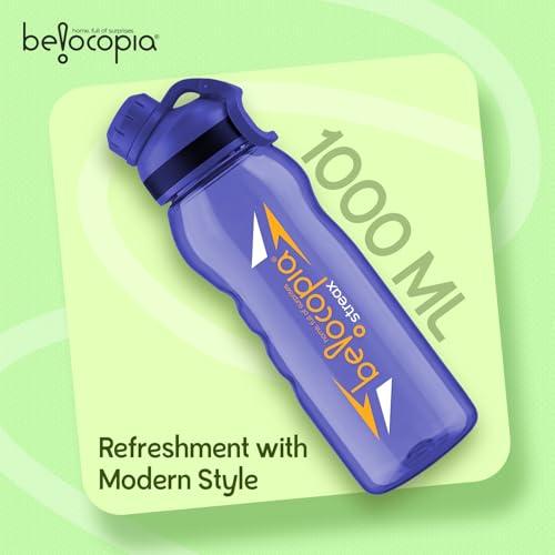 Image of Streax Sports Water Bottle 1 Litre (1000ml) | Blue | BPA-Free, Leakproof Gym Bottle | Lightweight with Easy Grip & Carry Loop | Durable Fitness Bottle for Gym, Running, Cycling & Outdoor Use