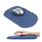 TAODICO 人間工学マウスパッド リストレスト付き ミルクシルク生地 丈夫なシリコン充填 滑り止め ポリウレタンベース マッサージデザイン 痛み緩和マウスパッド ワイヤレスマウスとデスク用 30.5x20.34cm ブルー