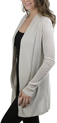 Image of ToBeInStyle Womens Open Front Long Sleeve Lightweight Asymmetrical Draped Cardigan with Side Pockets