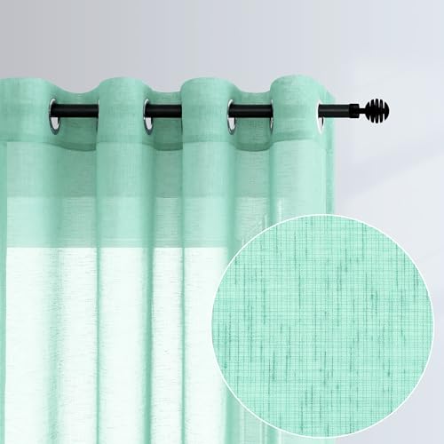 Aqua Curtains 84 Inch Length for Bedroom 2 Panel Grommet