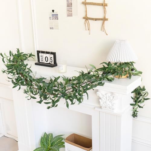 Emivery 2 Pack Artificial Olive Leaf Vine Garland, Hanging Greenery Ivy Vine Twigs Faux Olive...
