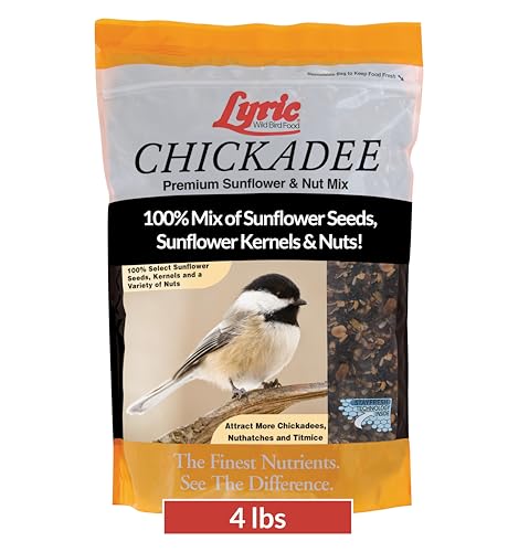 Lyric Chickadee Wild Bird Seed - Sunflower & Nut Premium Wild Bird Seed for Outside Feeders, for Chickadees, Nuthatches & Titmice - 4 lb Bag