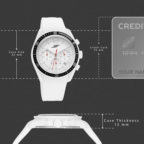 Image of SF Genesis-Bold Chronograph Quartz Analog with White Dial White Silicon Strap Watch for Men - 77186PP05