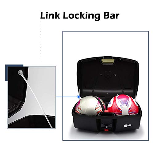 Mingting Universal Motorcycle Rear Top Box Tail Trunk Luggage Storage Case,47 Litre Hard Case With Mounting Hardware,With Led Light,Black #TOP4