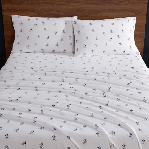 Image of Tommy Hilfiger - Cotton Percale King Sheet Set with Pillowcase | 100% Cotton Percale, Crisp & Breathable, Fits Up to 15-Inch Mattresses, Includes Flat Sheet, Fitted Sheet & 2 Pillowcases