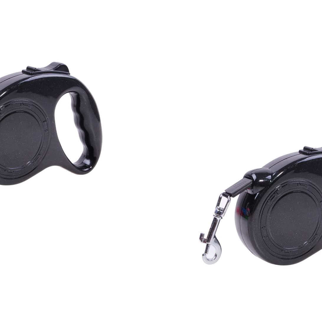 Guinzaglio retrattile portatile per animali domestici Corda da passeggio per cani durevole Allungabile Guinzaglio per cani lungo e robusto Guinzaglio con bottoni elastici in nylon 5 metri Nero