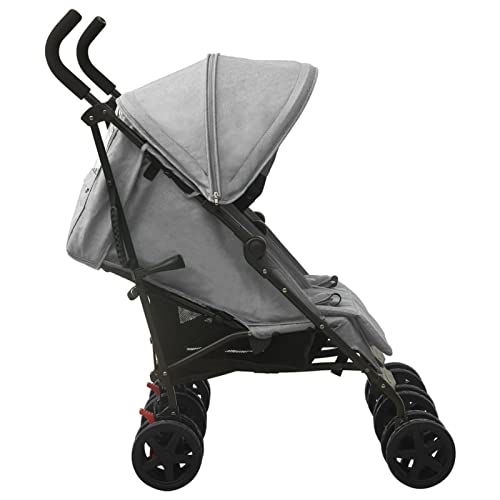 Chenshu Geschwisterwagen, Zwillingskinderwagen, Doppelkinderwagen, Geschwisterbuggy, Double Stroller, Hellgrau Stahl