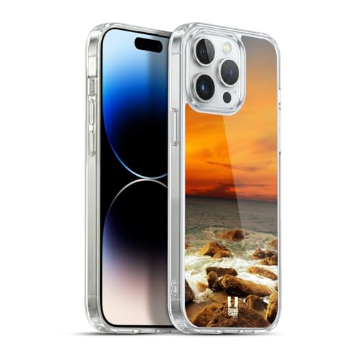 Head Case Designs Red Sky Rocky Seashore Beautiful Beaches Gel Case [Military Grade Protection] Compatible with Apple iPhone 13 Pro Max