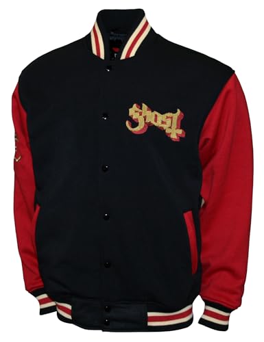 2Bhip Ghost Band Logo Adult Front & Back Print Black & Red Fleece Bomber Varsity Jacket Coat Jackets For Men