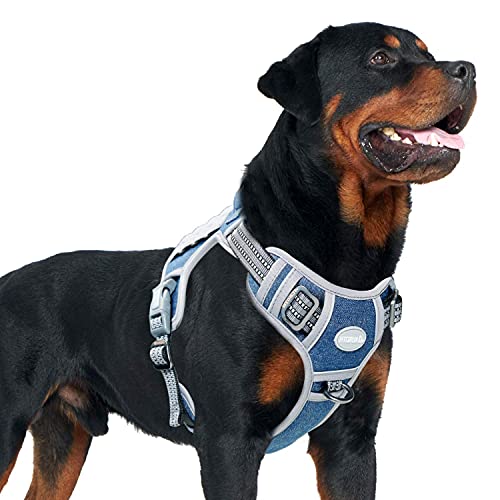 Image of AUROTH Tactical Dog Harness for Small Medium Large Dogs No Pull Adjustable Pet Harness Reflective K9 Working Training Easy Control Pet Vest Military Service Dog Harnesses (L, Denim Blue)
