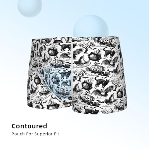 Boys' Cotton Boxer Brief Soft Underwear-Black White Halloween4