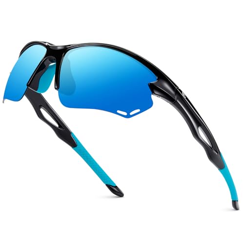 Image of BIRCEN Mens Polarized Sunglasses for Sports: TR90 Lightweight Sun Glasses Wrap Around Shades for Fishing Driving Cycling