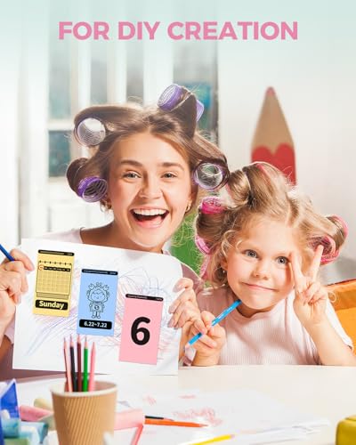 Image of Sticker Printer Paper Compatible with Memoking T02 /XenGro AHM2 /NDYIN D21 /Anycash S1 /iDPRT S1 /Cudinham X6 /Cabaro Mini Thermal Sticker Roll, 57mm Mix Color Self-Adhesive Paper Roll
