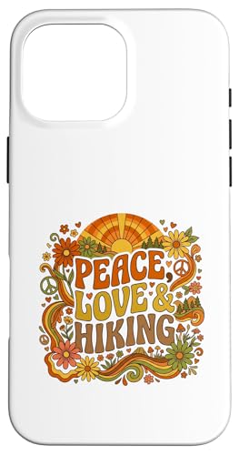 Peace Love Hiking Retro Sunset Hiking Mom Outdoor Trekking �X�}�z�P�[�X iPhone 16 Pro Max �p