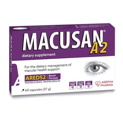Macusan A2 AREDS2 Formula | Eye Health Dietary Food Supplement with Lutein, Zeaxanthin & Vitamins | Supports Vision & Helps Manage Age-Related Macular Degeneration (AMD) | 60 Capsules