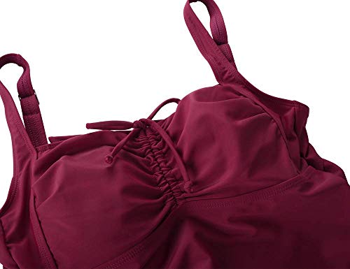 Image of Septangle Women's Tankini Swimsuit Two Pieces Set Ruffle Swimwear Bathingsuit with Boyshort